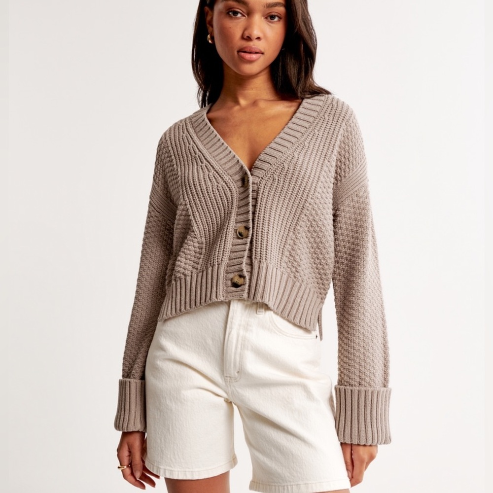 Abercrombie Cotton-Blend Seed Stitch Cardigan